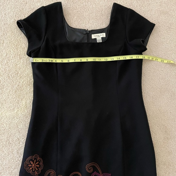 New Vtg Amanda Smith Exclusive of Decoration Black With Embroidery Dress, Sz 10 - Picture 9 of 12